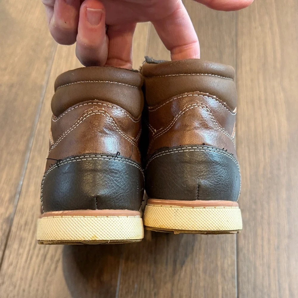 Sonoma Boys Brown Leather High-Top Shoes Size 3 C3-080
